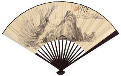 吴大澂 壬辰(1892年)作 湖山幽居 成扇